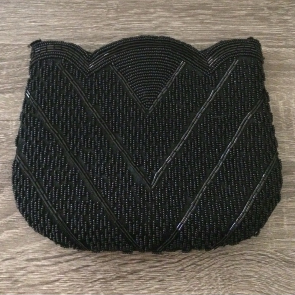 Elegant Black Beaded Clutch